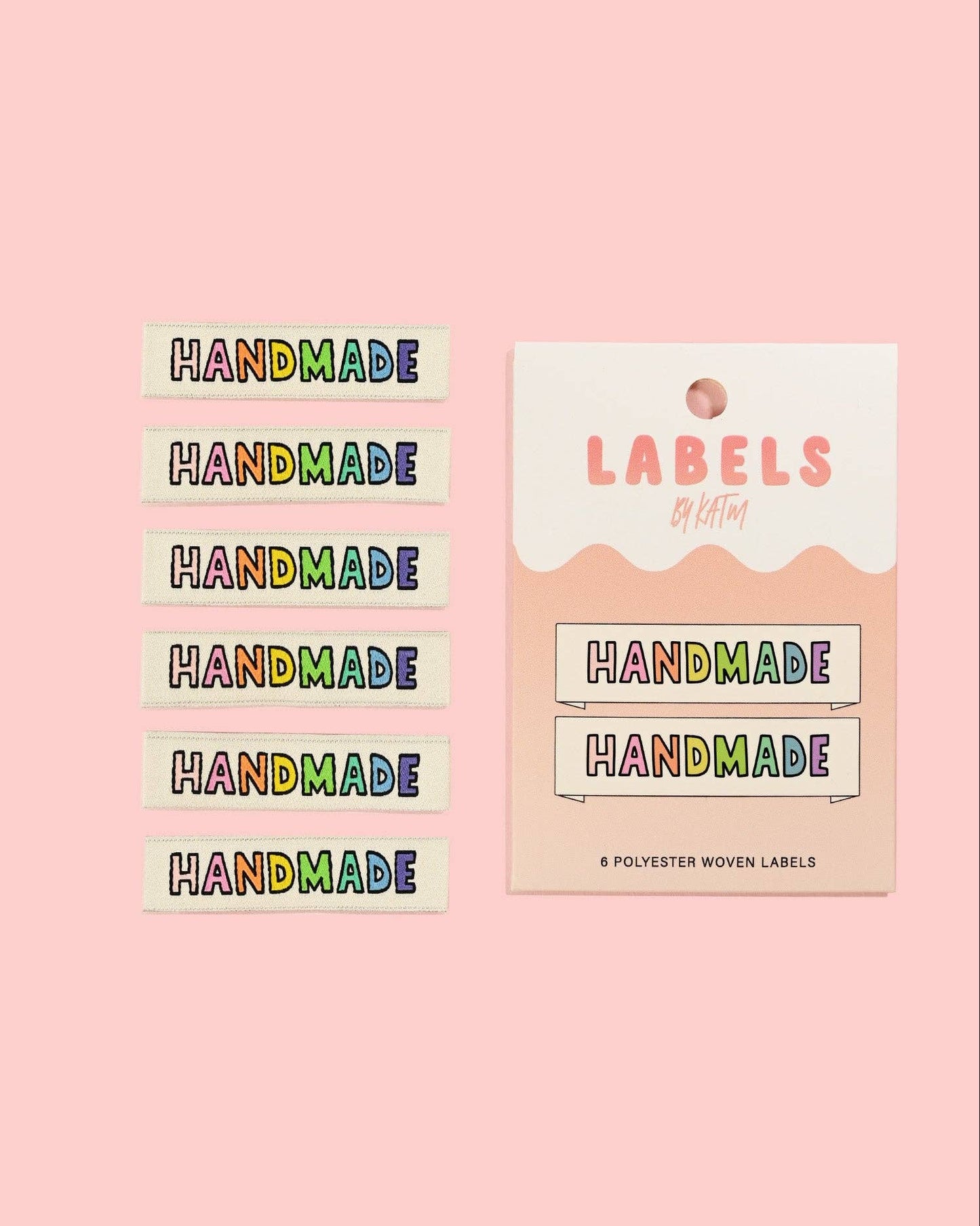 KATM gewebte Etiketten - "Handmade" Regenbogen