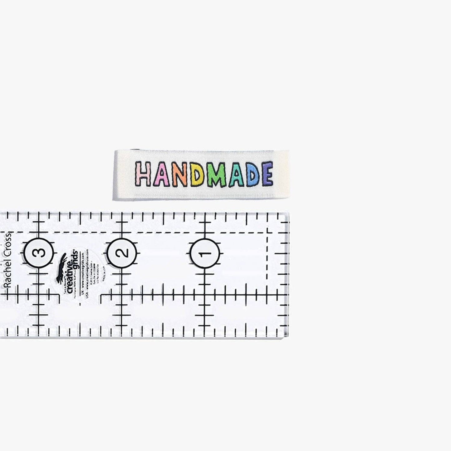 KATM gewebte Etiketten - "Handmade" Regenbogen