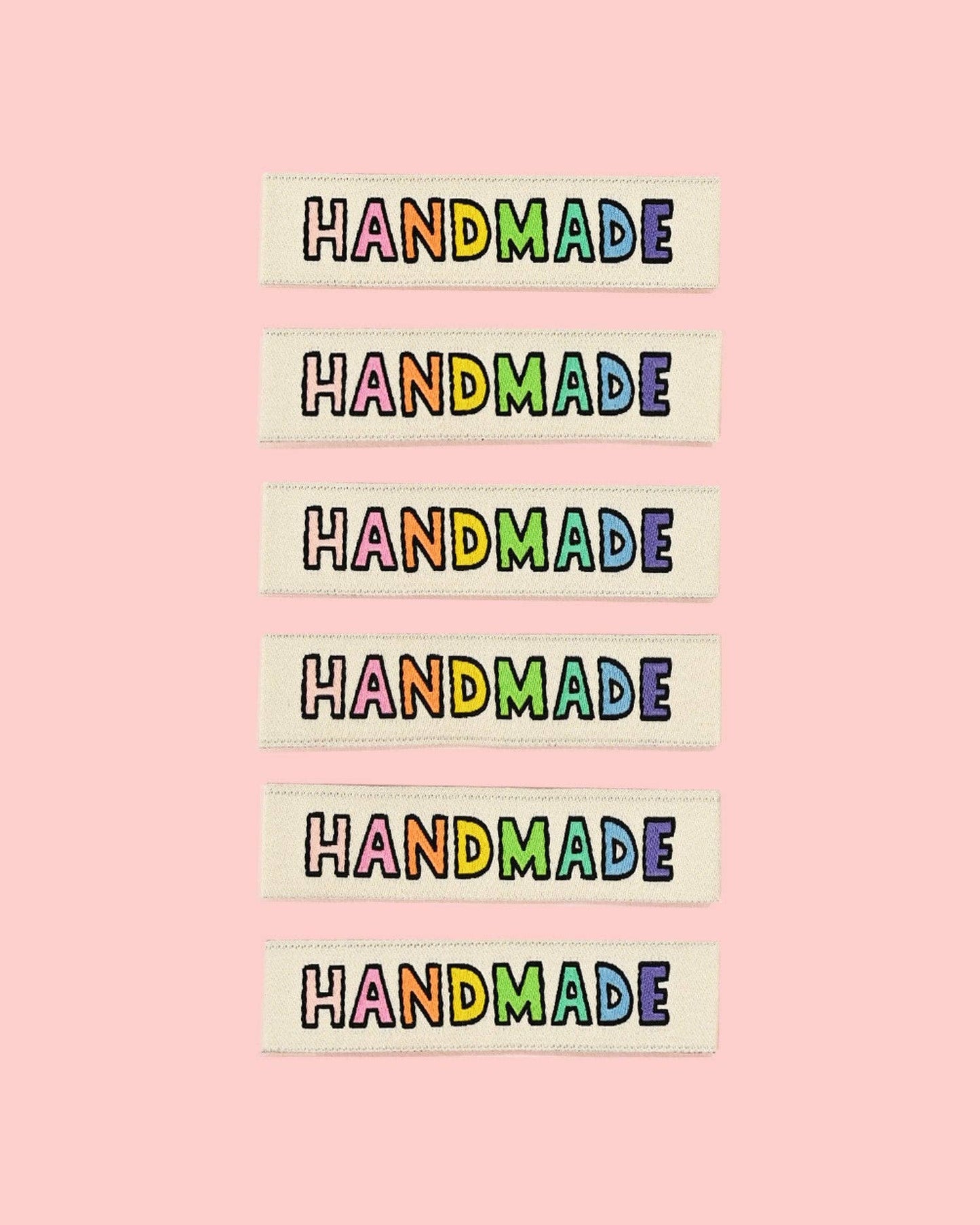 KATM gewebte Etiketten - "Handmade" Regenbogen