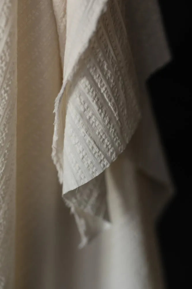 Washed White Bio-Baumwoll-Seersucker