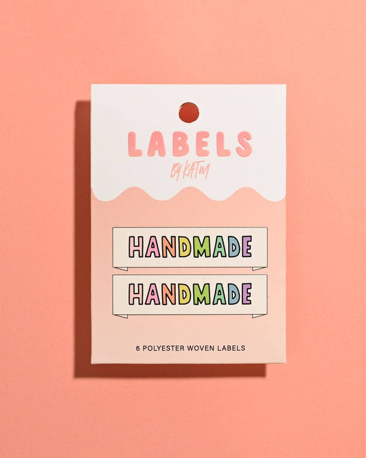 KATM gewebte Etiketten - "Handmade" Regenbogen