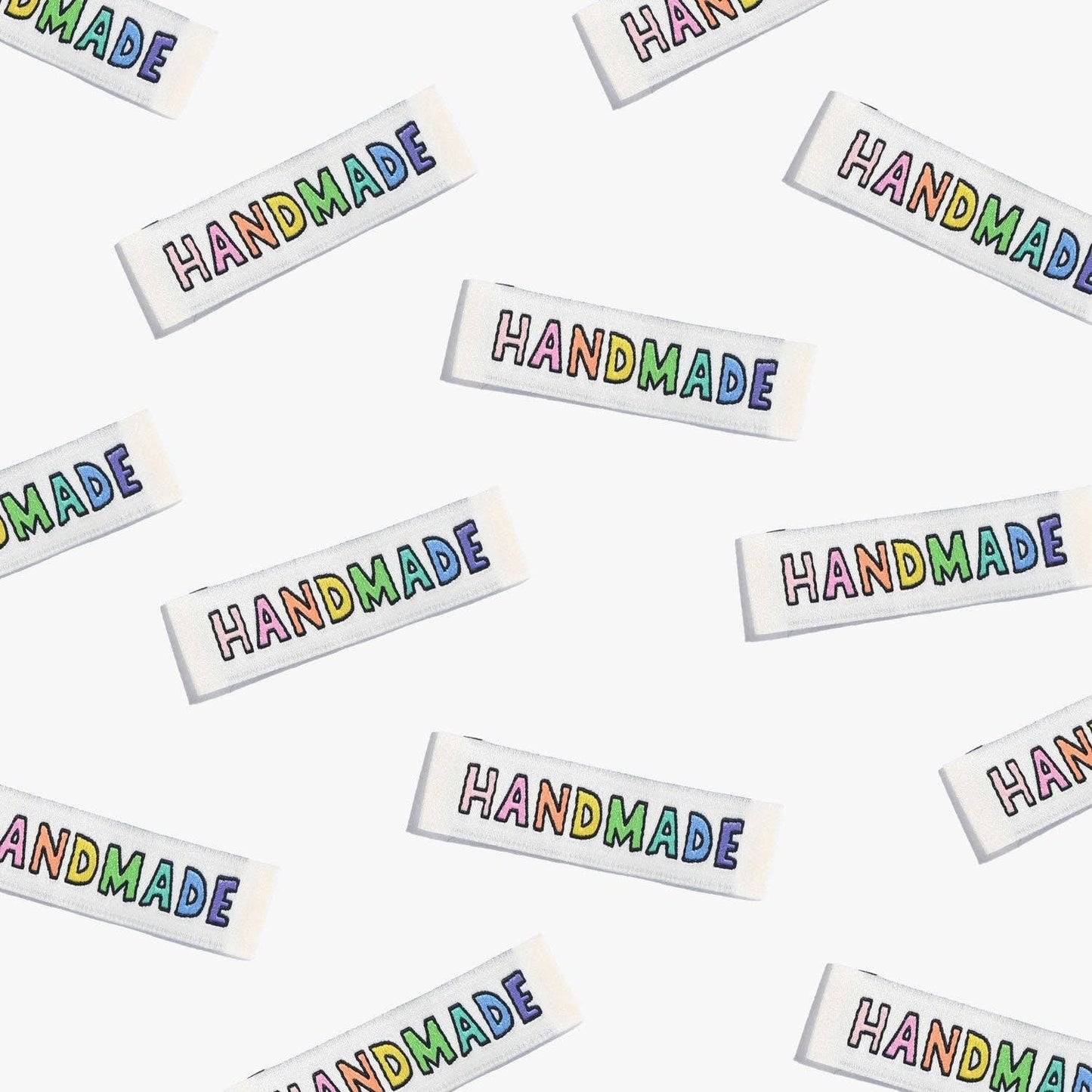 KATM gewebte Etiketten - "Handmade" Regenbogen