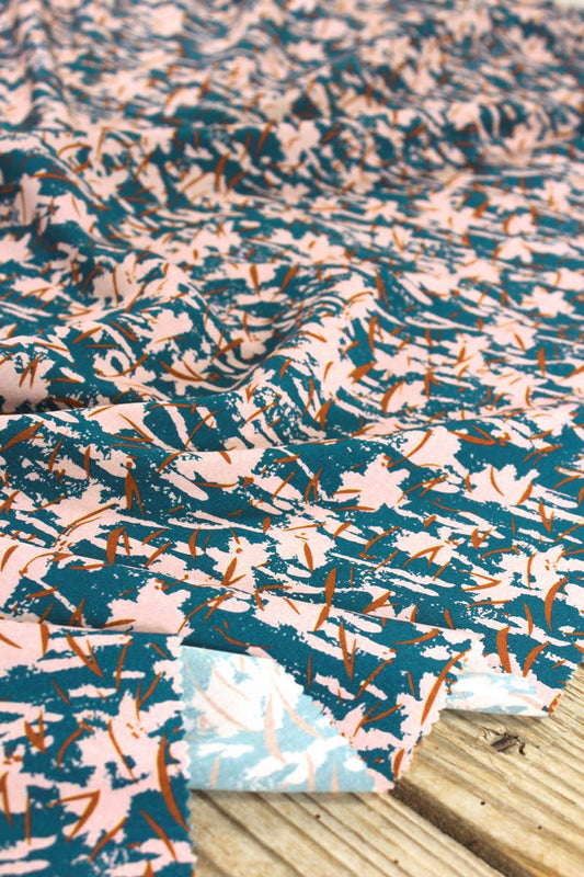 Chalk Viskose Poplin Stoff in Petrolblau